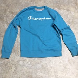 Small light blue champion sweatshirt